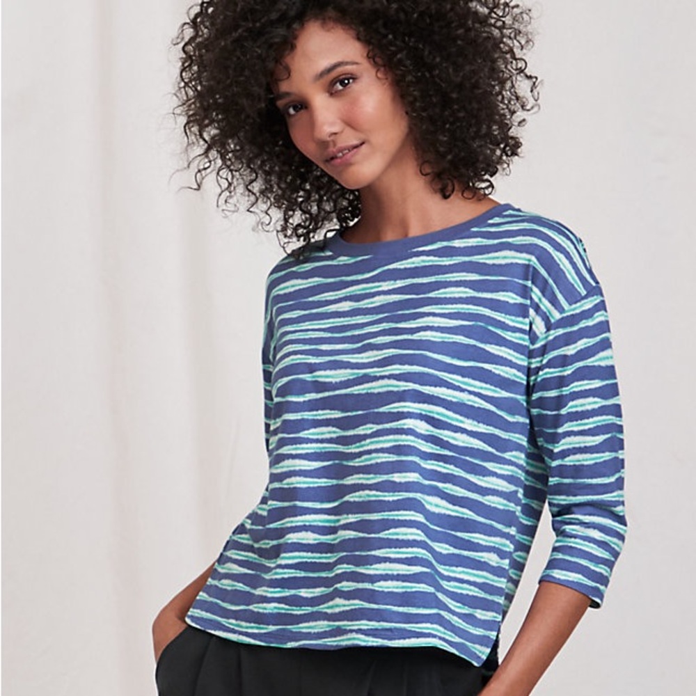 NWOT Garnet Hill Three-Quarter-Sleeve Cropped Tee